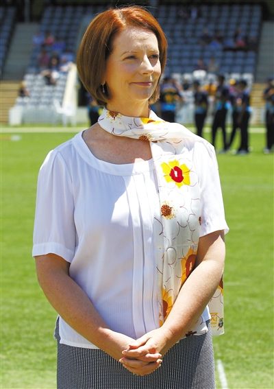 29日，堪培拉，澳大利亞總理吉拉德觀看板球比賽。