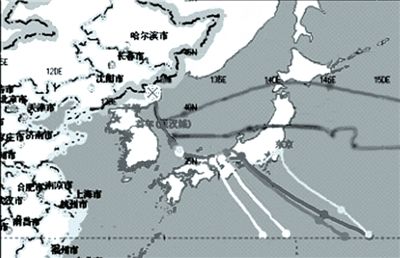 中國環(huán)保部發(fā)布的模擬軌跡圖。