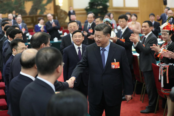 2019年3月10日下午，習近平參加十三屆全國人大二次會議福建代表團的審議。