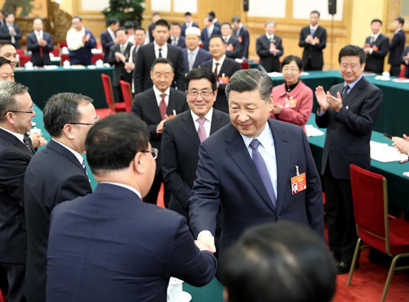 2019年3月7日，習近平參加十三屆全國人大二次會議甘肅代表團的審議。