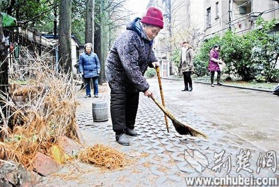 104歲老太義務(wù)清掃社區(qū)幾十年尚可穿針引線(xiàn)（圖）